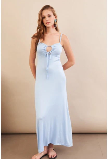 Kadın Bebe Mavi Önü Pencereli Midaxi Elbise EY3114