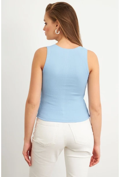 Kadın Bebe Mavi Patlı Kaşkorse Bluz MK02