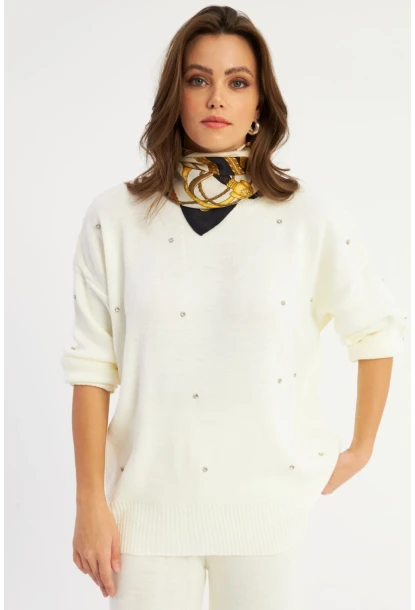 Kadın Bej Taşlı Alt Üst Takım MYİL10