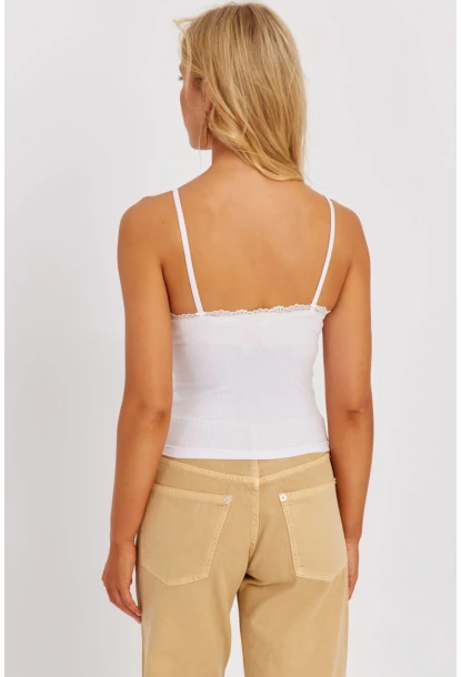 Kadın Beyaz Askılı Dantelli Bluz MK03-90