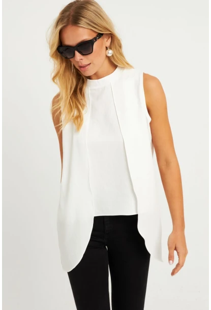 Kadın Beyaz Dokuma Bluz ZER406