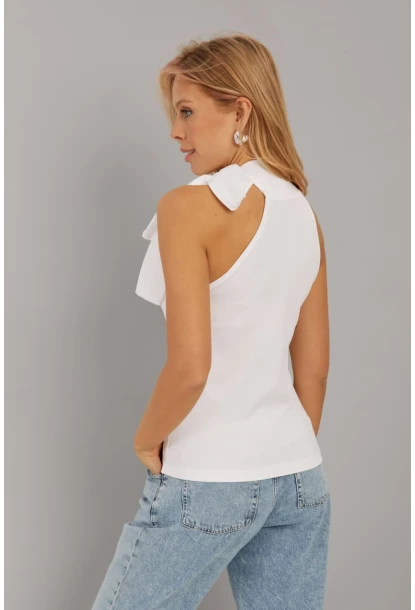 Kadın Beyaz Fiyonklu  Bluz EY2726