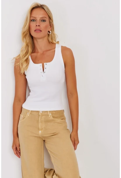 Kadın Beyaz-Kırmızı Patlı Kaşkorse Bluz MK06