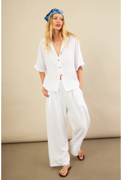 Kadın Beyaz Müslin Gömlek BTY101