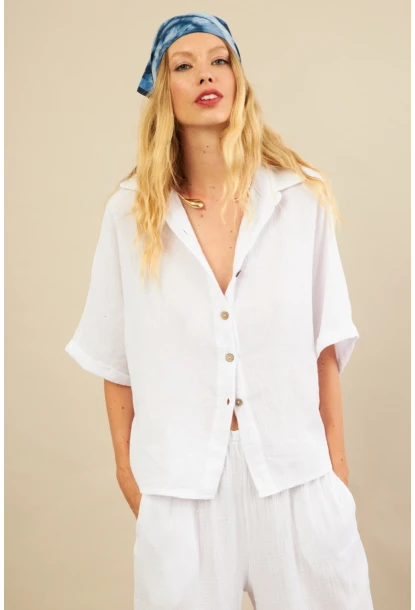 Kadın Beyaz Müslin Gömlek BTY101