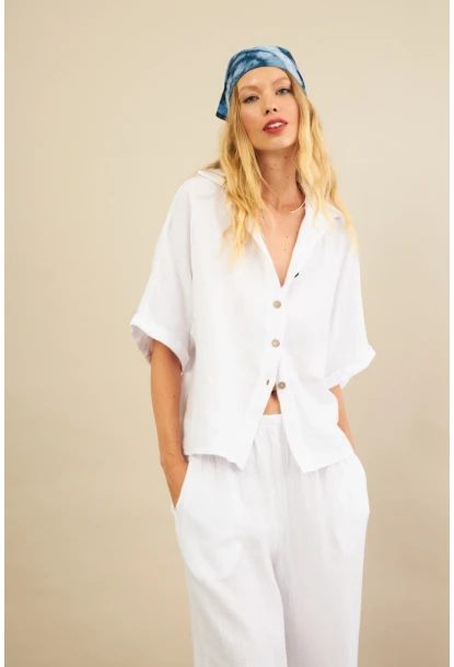 Kadın Beyaz Müslin Gömlek BTY101