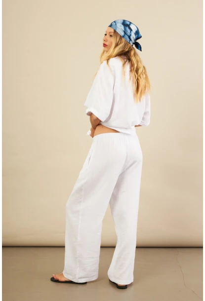 Kadın Beyaz Müslin Pantolon BTY102