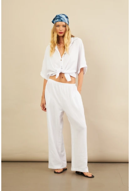 Kadın Beyaz Müslin Pantolon BTY102