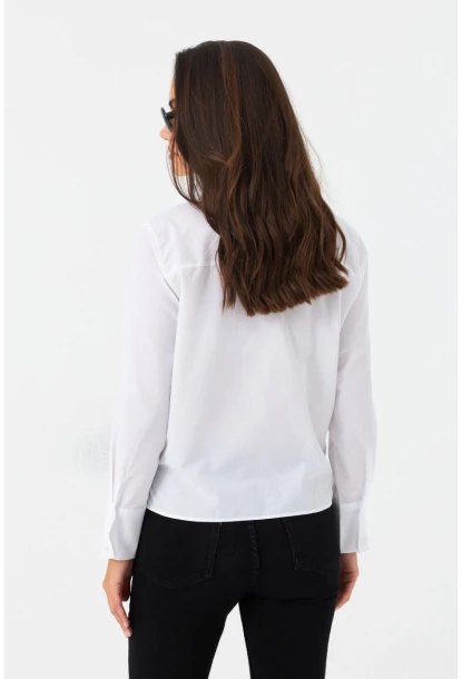 Kadın Beyaz Önü Bağlamalı Gömlek ZER417