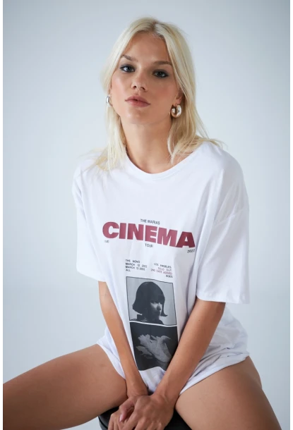 Kadın Beyaz Pinterest T-Shirt RAİ010