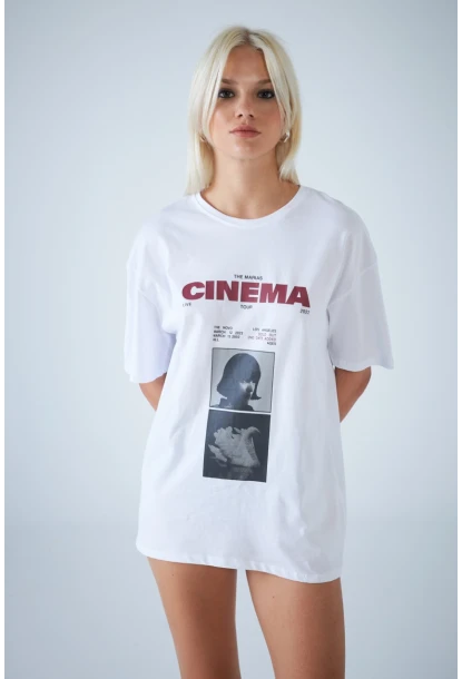 Kadın Beyaz Pinterest T-Shirt RAİ010