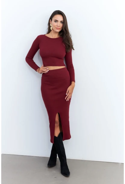 Kadın Bordo Basic Kaşkorse Alt- Üst Takım XL2042