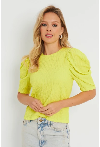 Kadın Bürümcük Bluz Neon Sarı AYD282