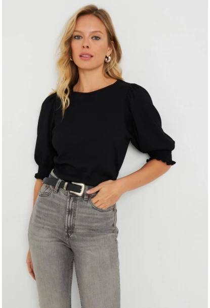 Kadın Bürümcük Bluz Siyah AYD285