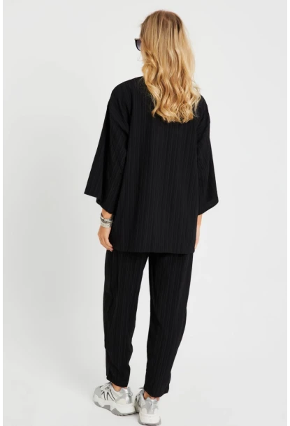 Kadın Bürümcük Kimono Takım Siyah Q983