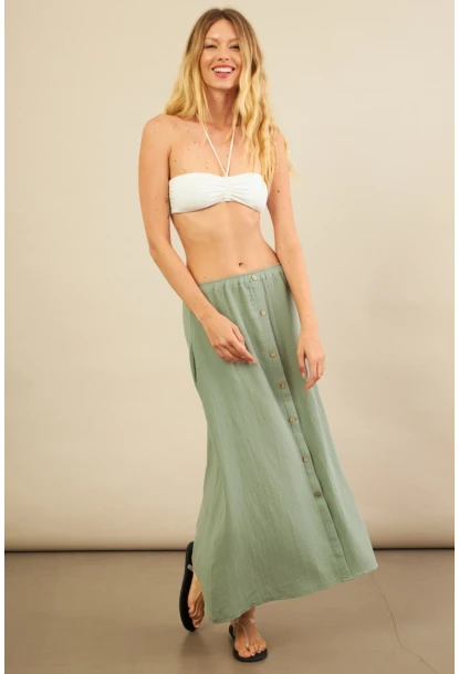 Kadın Çağla Cepli Müslin Midi Etek BTY103