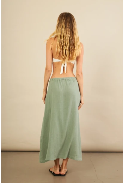 Kadın Çağla Cepli Müslin Midi Etek BTY103