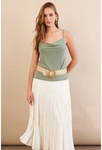 Kadın Çağla Melanj Degaje Yaka Bluz LPP1286-90