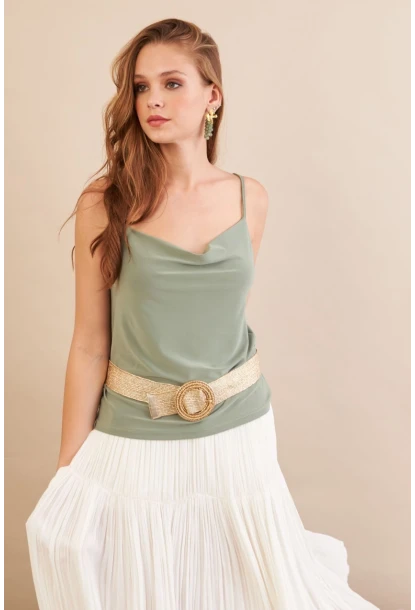 Kadın Çağla Melanj Degaje Yaka Bluz LPP1286-90