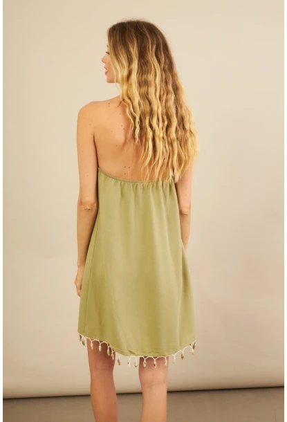 Kadın Çağla Yeşili Deniz Kabuğu Detaylı Play Elbisesi KED0051-90