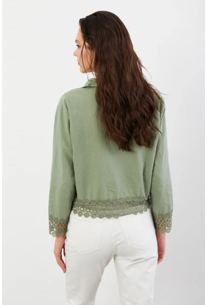 Kadın Çağla Yeşili Güpürlü Gömlek MPC030