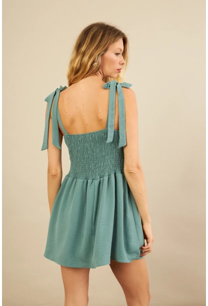 Kadın Çağla Yeşili Sırtı Gipeli Mini Elbise YEL221688