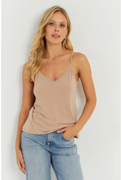 Kadın Camel Askılı Bluz AYD269