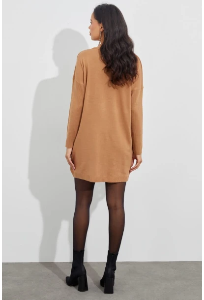 Kadın Camel Triko Tunik YV110