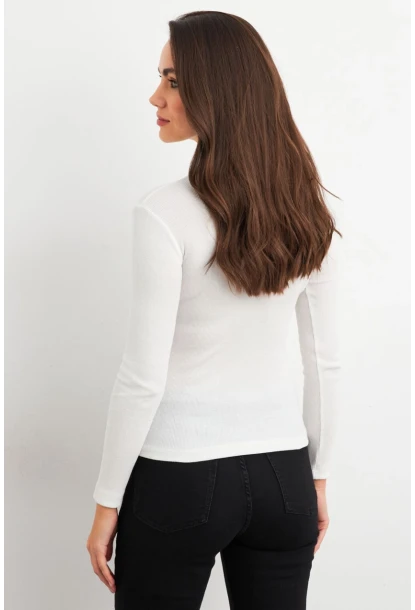 Kadın Ekru Çıtçıtlı Kaşkorse Bluz EY2983