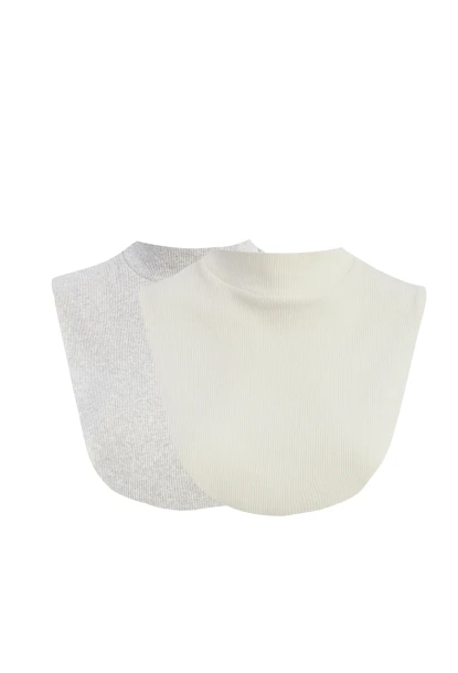 Kadın Ekru-Gri Sahte Yaka Boyunluk XL2041