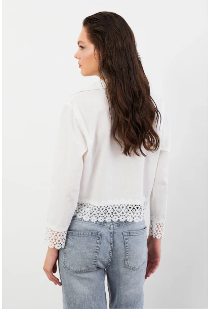 Kadın Ekru Güpürlü Gömlek MPC030