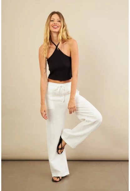 Kadın Ekru Müslin Pantolon FRO1004