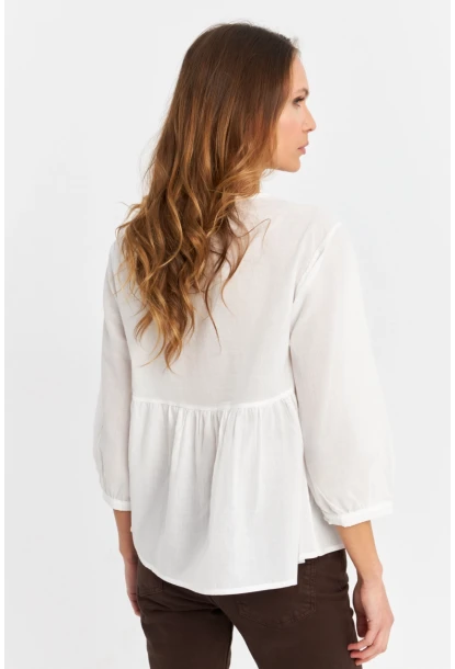 Kadın Ekru Nakış  Detaylı Bluz MQS5837