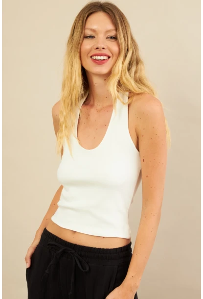 Kadın Ekru Sırtı Açık Bluz LPP1244-90