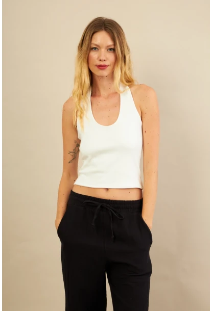 Kadın Ekru Sırtı Açık Bluz LPP1244-90