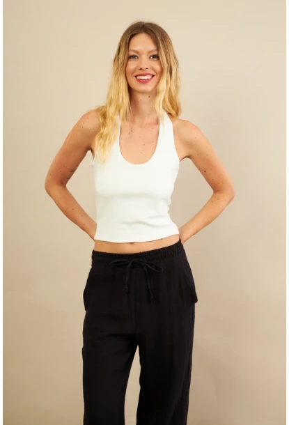 Kadın Ekru Sırtı Açık Bluz LPP1244-90