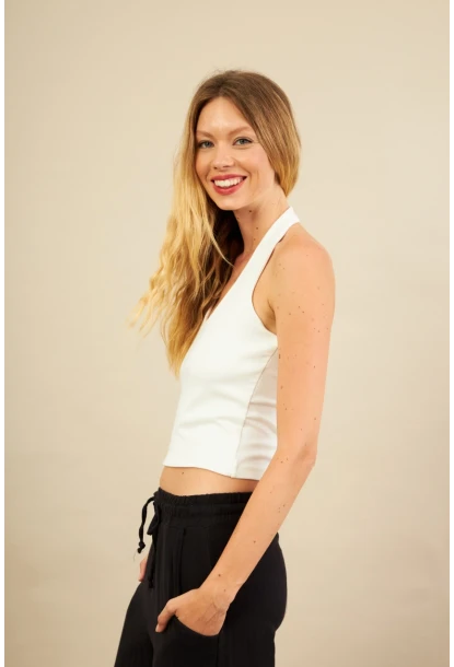 Kadın Ekru Sırtı Açık Bluz LPP1244-90