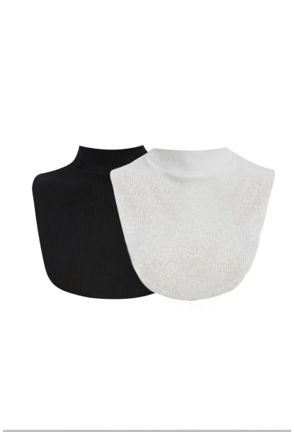 Kadın Siyah-Gri Sahte Yaka Boyunluk XL2041