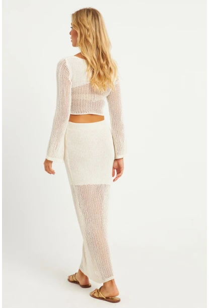Kadın Ekru Triko Etek Takım KZ540
