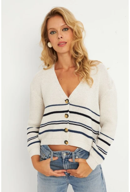 Kadın Ekru Triko Hırka MİW9571