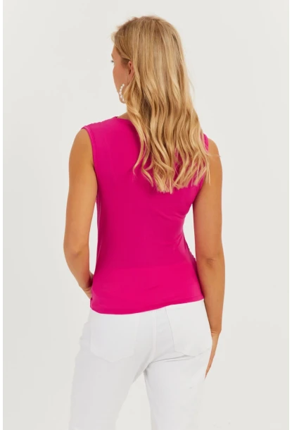 Kadın Fuşya Büzgülü Bluz YZ625