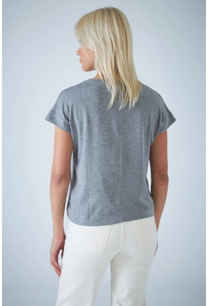 Kadın Gri V Yaka T-Shirt LPP1311