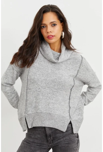 Kadın Gri Yumoş Sweatshirt İZ87