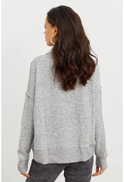 Kadın Gri Yumoş Sweatshirt İZ87