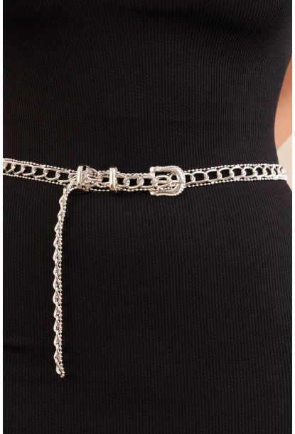 Kadın Gümüş Rengi Zincir Kemer BE717