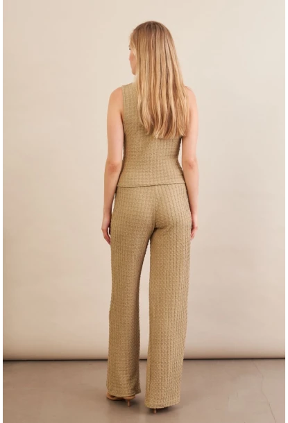 Kadın Haki Gofre Yelek Pantalon Takım FLU330