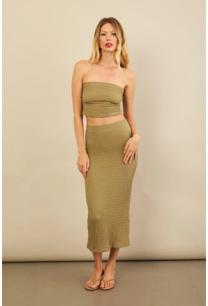 Kadın Haki Straplez Alt Üst Bubble Takım FLU340