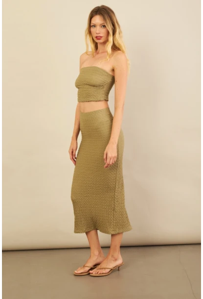 Kadın Haki Straplez Alt Üst Bubble Takım FLU340