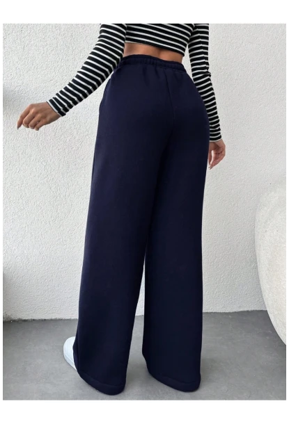 Kadın İki İplik Şardonlu Eşofman Altı Lacivert