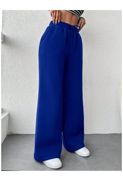 Kadın İki İplik Şardonlu Eşofman Altı Saks